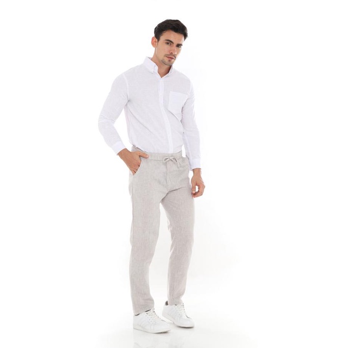 Terfavorite Original Celana Panjang Pria Kenichi 100% Linen Pants Premium Celana Pria - Putih, 30