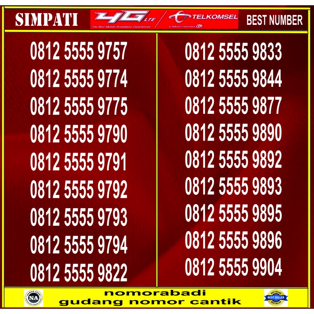 NOMOR CANTIK SIMPATI 4G 5555 H280