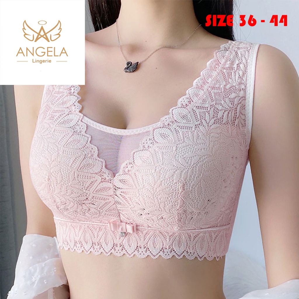 ANGELA PREMIUM JAPAN Bra BH JUMBO SIZE 36 - 44 Ukuran Besar Push Up Tanpa Kawat Wanita Bikini Sport Beha Lingerie Korea Fashion Bralette Remaja Perempuan Sexy COD Renang Motif Bunga Cewek Pita Bunga Murah Mami Bralette