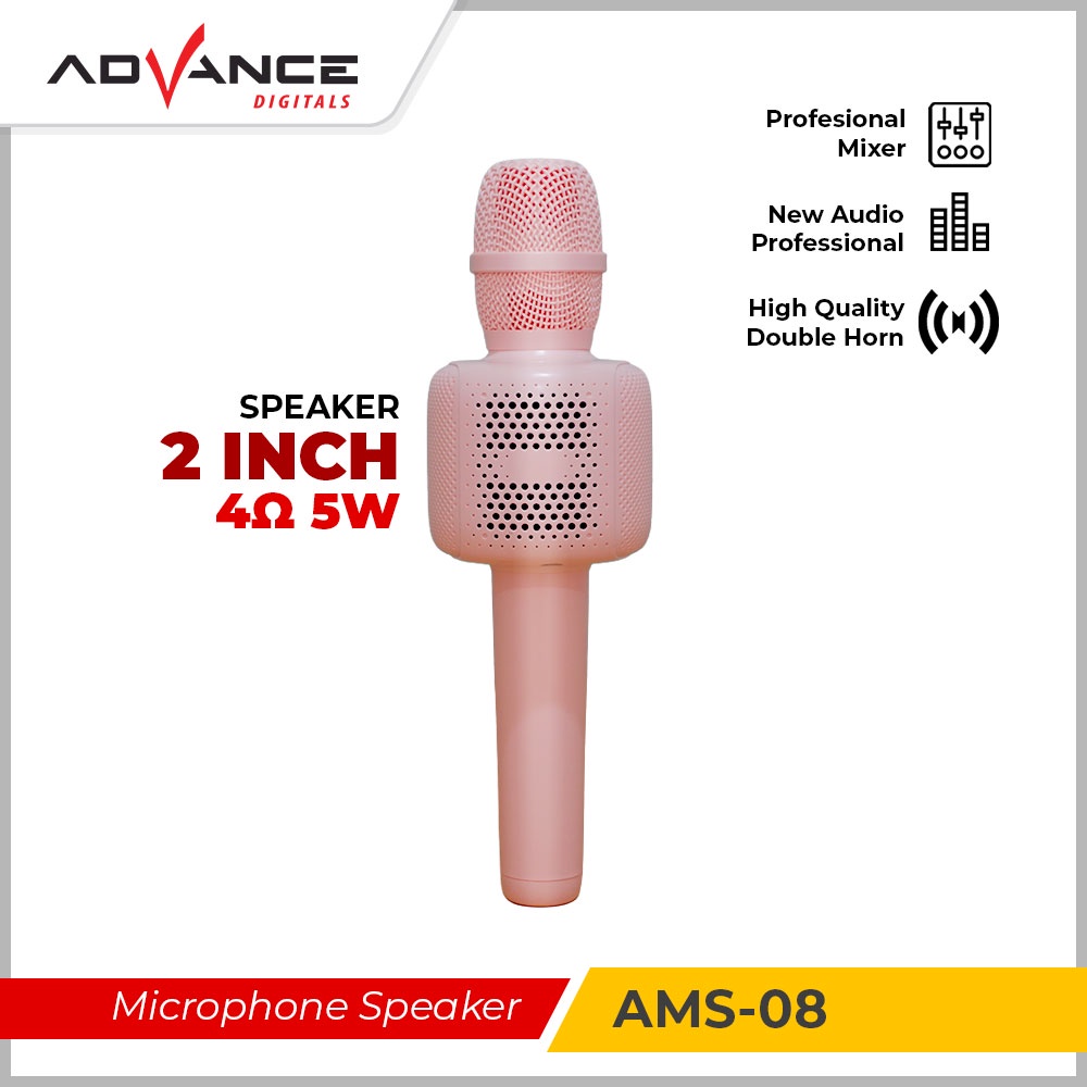 【READY STOCK】Advance Wireless Microphone Speaker AMS-08 Mic Bluetooth Karaoke