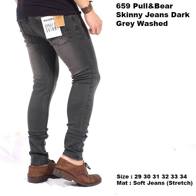 PROMO  celana jeans panjang pria pull and bear / celana pria panjang jeans pull and bear abu