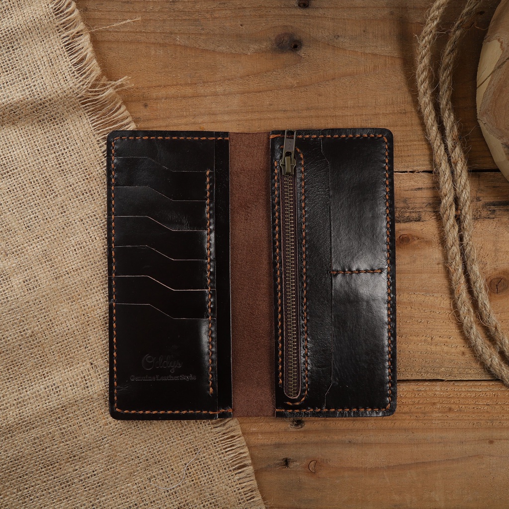 Dompet Panjang Kulit Asli Pull Up Seri AERON Warna Coklat Tua - Leather Phone Wallet