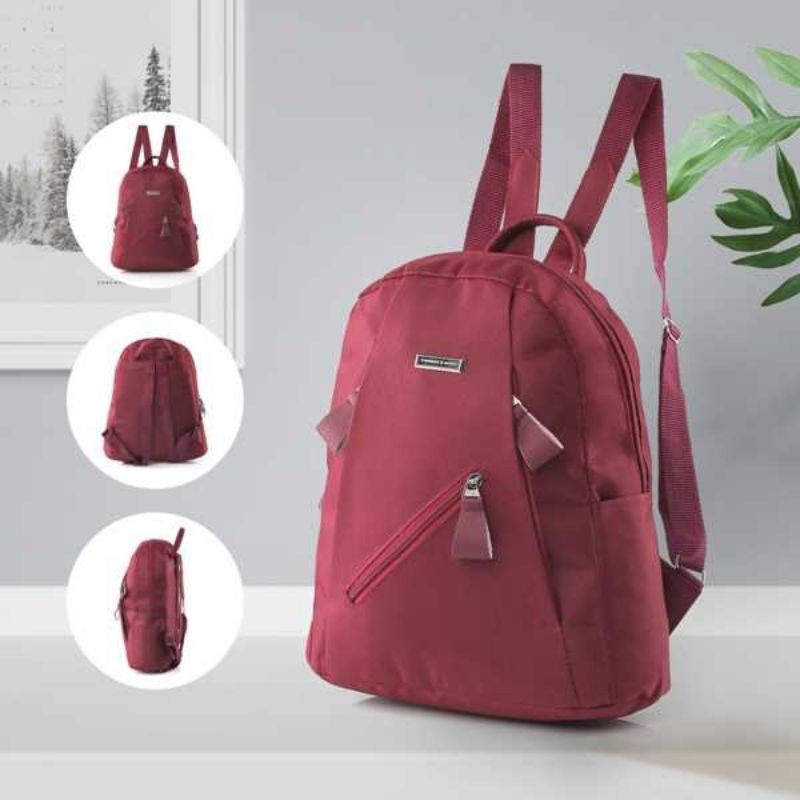 Tas punggung backpack wanita ransel casual sekolah kuliah bahan semi kulit premium garansi termurah