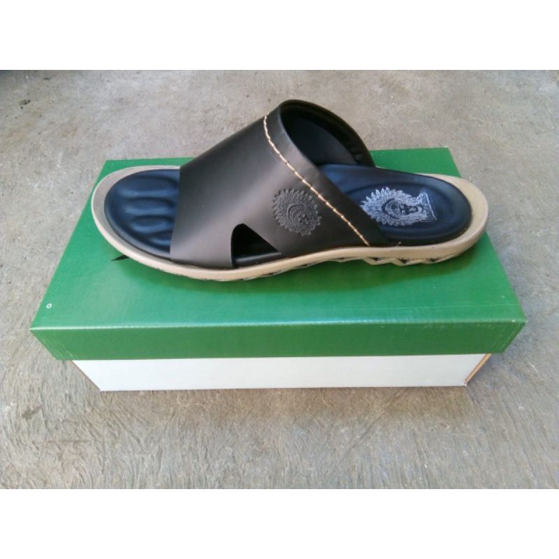 Sandal pria kulit lancas terbaru sendal cowo casual kulit