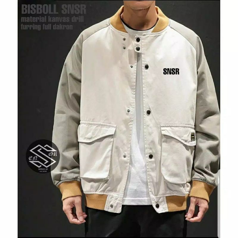 GRATIS ONGKIR ! Jaket Bomber Bisboll SNSR Material Canvas Drill Furring Full Dakron / Bomber Pilot