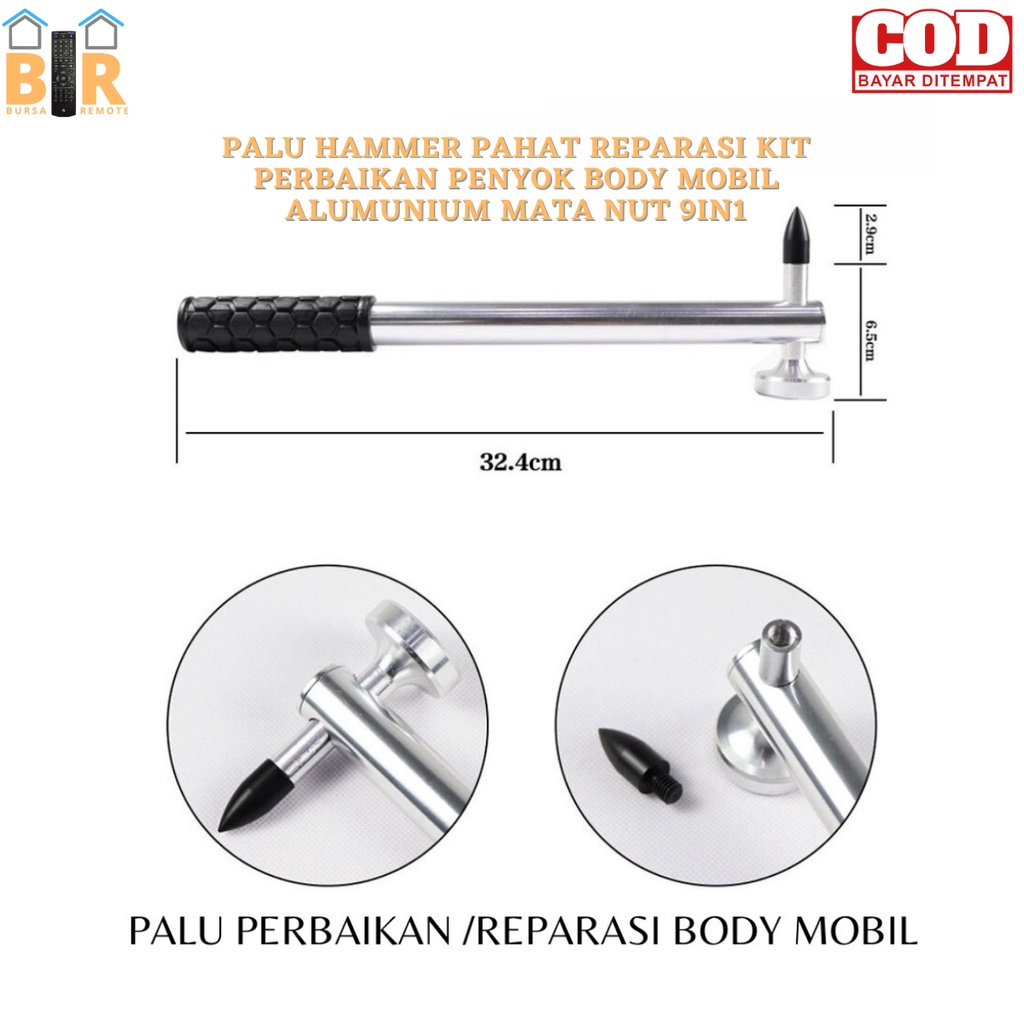 Palu Hammer Pahat Reparasi KIT Perbaikan PENYOK Body Mobil Alumunium Mata NUT 9IN1