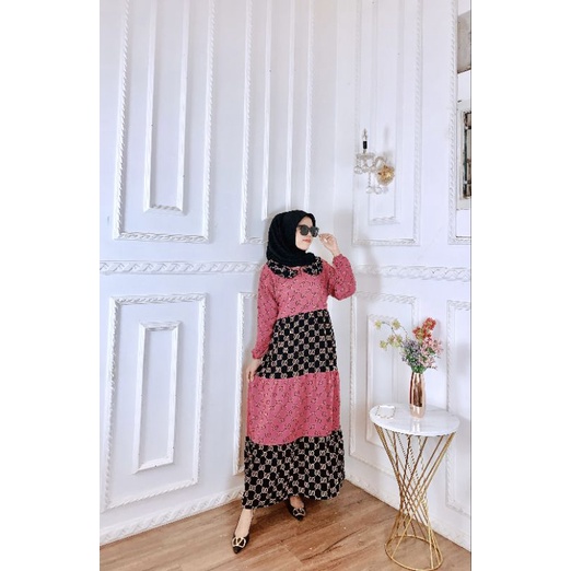 MIDI DRESS  TERBARU // MIDI DRESS KEKINIAN // MIDI DRESS RAYON PREMIUM | LEBAR DADA 110 CM