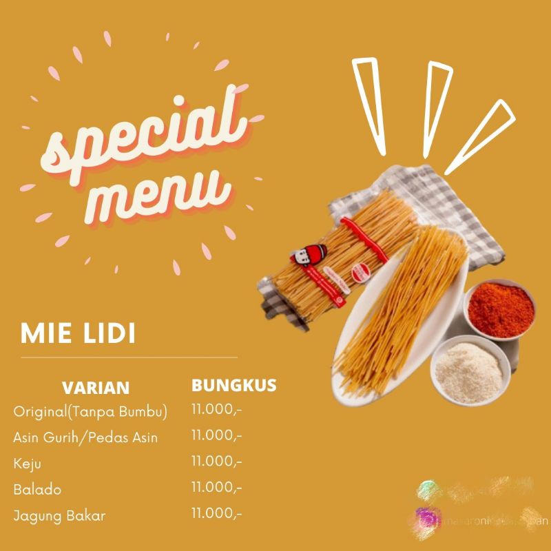 

PROMO MIE LIDI NGEHE/MAKARONI NGEHE/MIE LIDI PEDAS