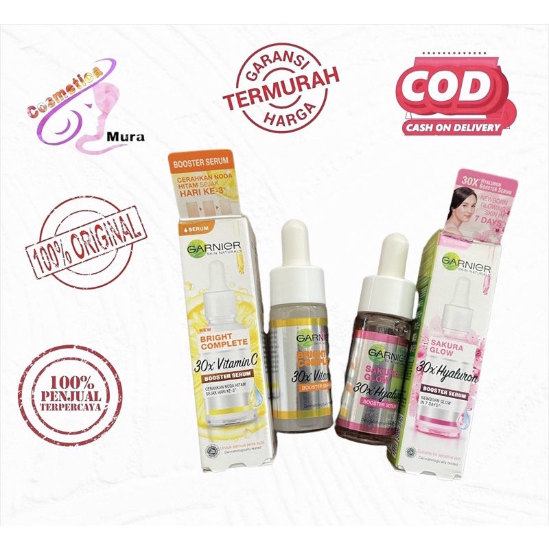 [ 15 ml ] garnier booster serum vitamin C // garnier vitamin c booster serum 30 x || garnier sakura white dark spot serum || garnier sakura white hyaluron serum booster