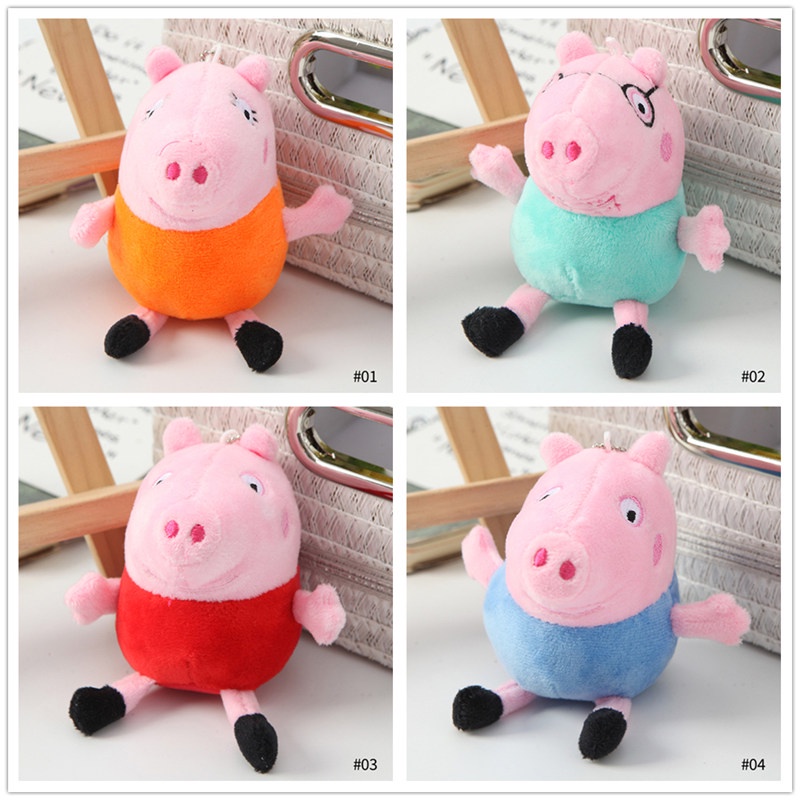 TK 10cm Cute Peppa Pig Keychain Lovely Bag Backpack Pendant Keyrings Decoration Key Rings Gifts