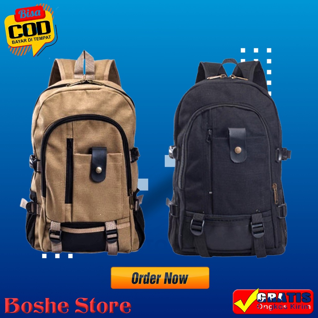 Boshe - Tas Ransel Backpack Multifungsi Kerja Kanvas