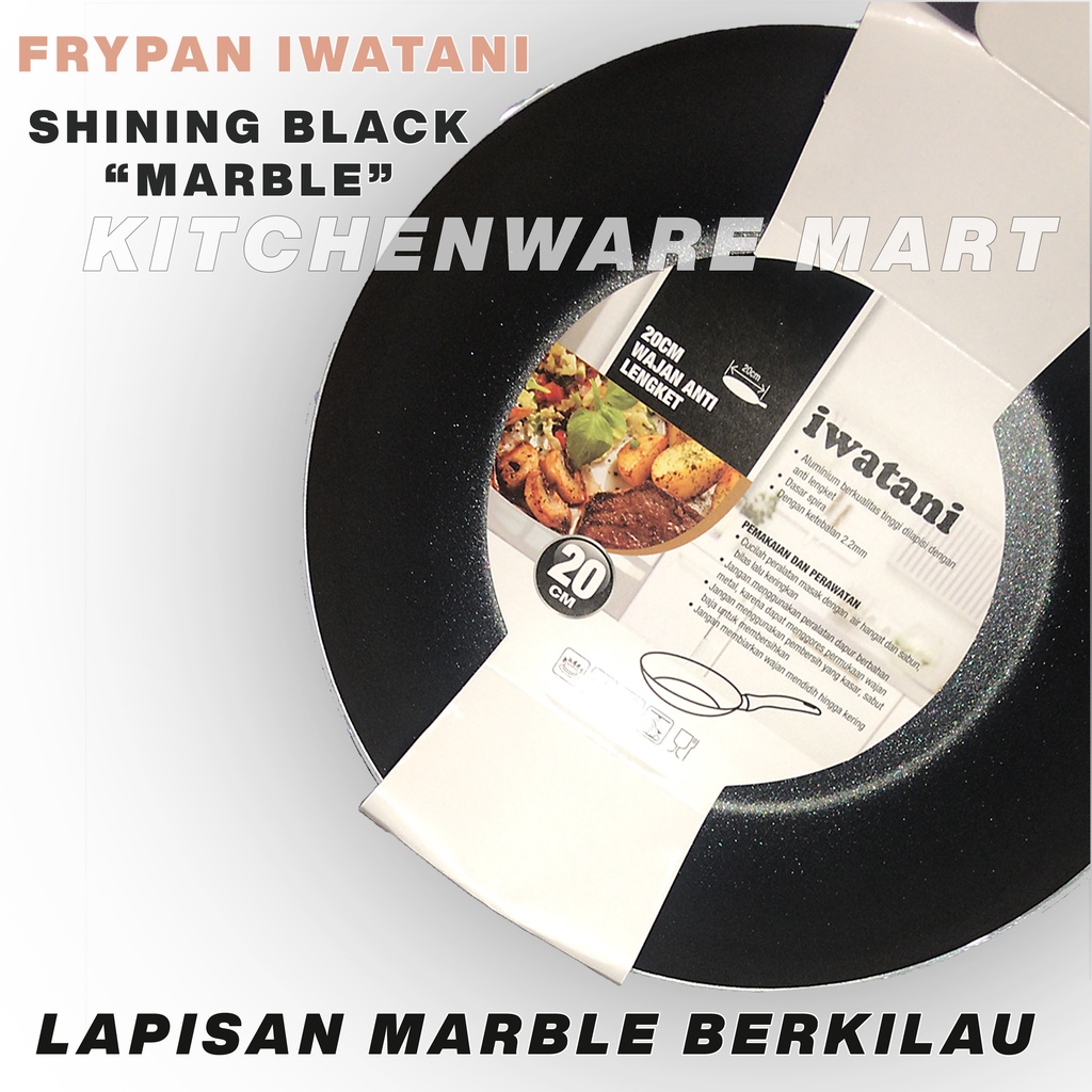 Frypan Iwatani Black Marble coating- ANTI LENGKET - Wajan penggorengan Marble Shining Black penggorengan teflon