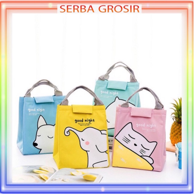 [COD] Tas Bekal Besar Karakter Lucu Cute Cooler Bag Tempat Penyimpanan Makan Anak Import
