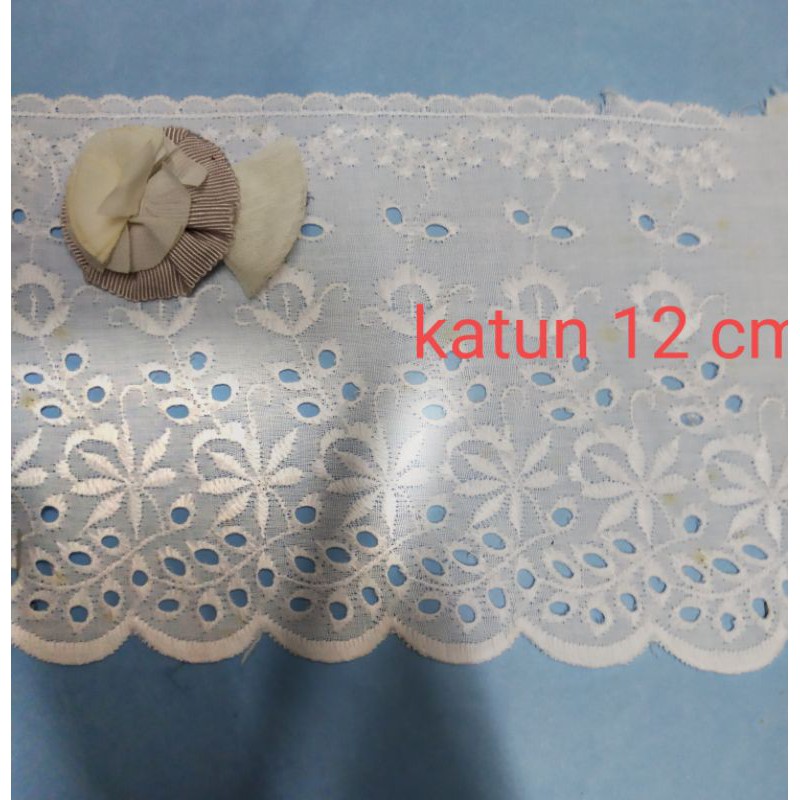 RENDA katun harga 95.000/15 yard renda katun putih renda kain renda mukena renda baju renda lebar