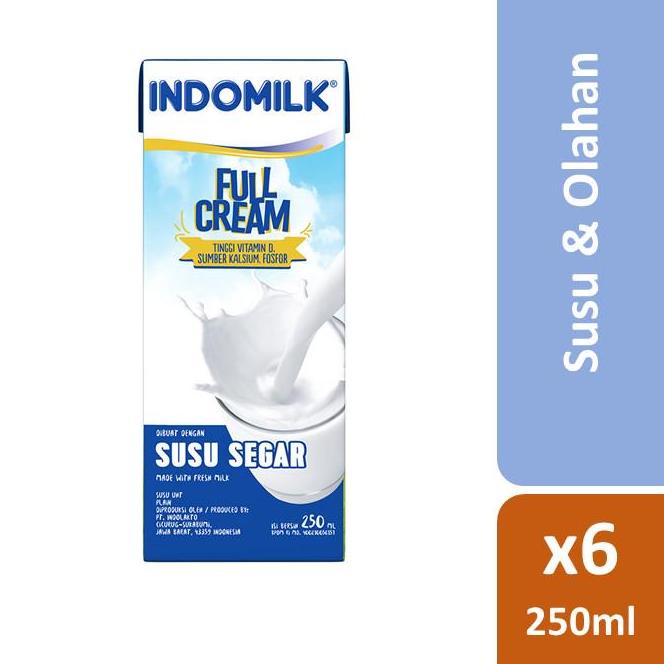 

Indomilk Full Cream UHT 250 ml x 6 pcs 정