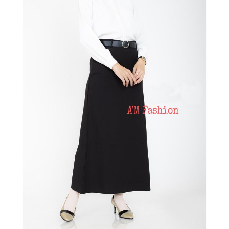 Rok A Ritsleting Rok kantor kekinian office skrit-Hitam