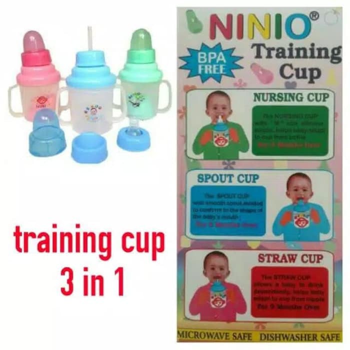 TERMURAH Botol Tempat Minum Bayi Ninio training cup 3 in 1