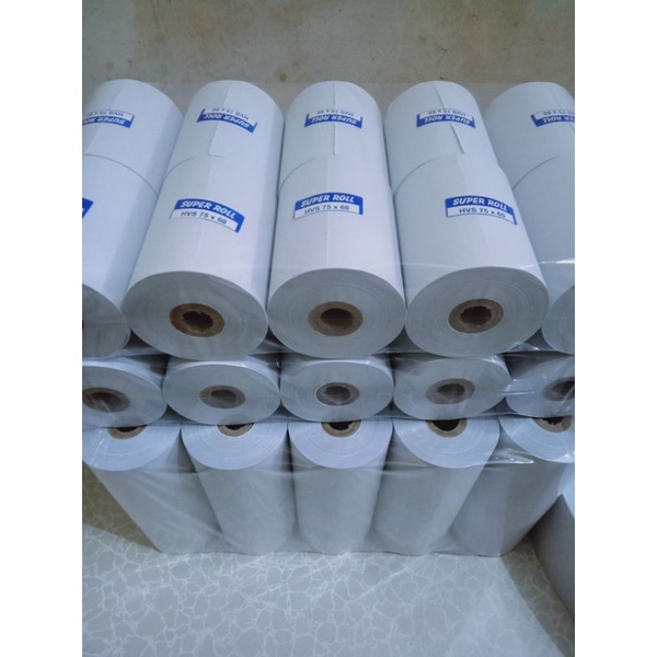 

RB KERTAS KASIR SETRUK HVS 1PLY 75x60mm paket 10 roll Printer Dontmatrik