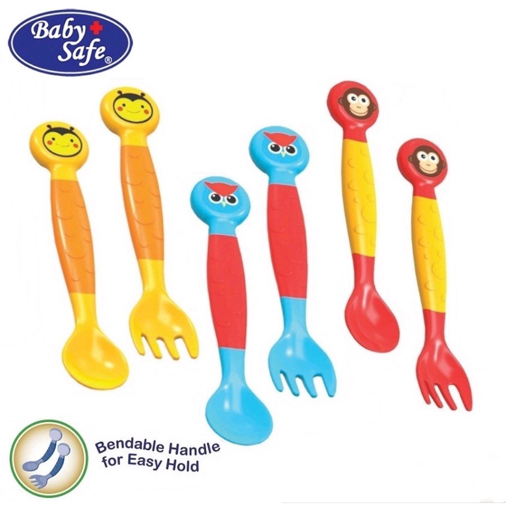 baby safe baby spoon &amp; fork sk003 (sendok garpu makan anak bayi)