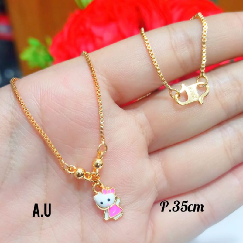 Kalung karakter Hk pink full badan Gold anti karat (COD)