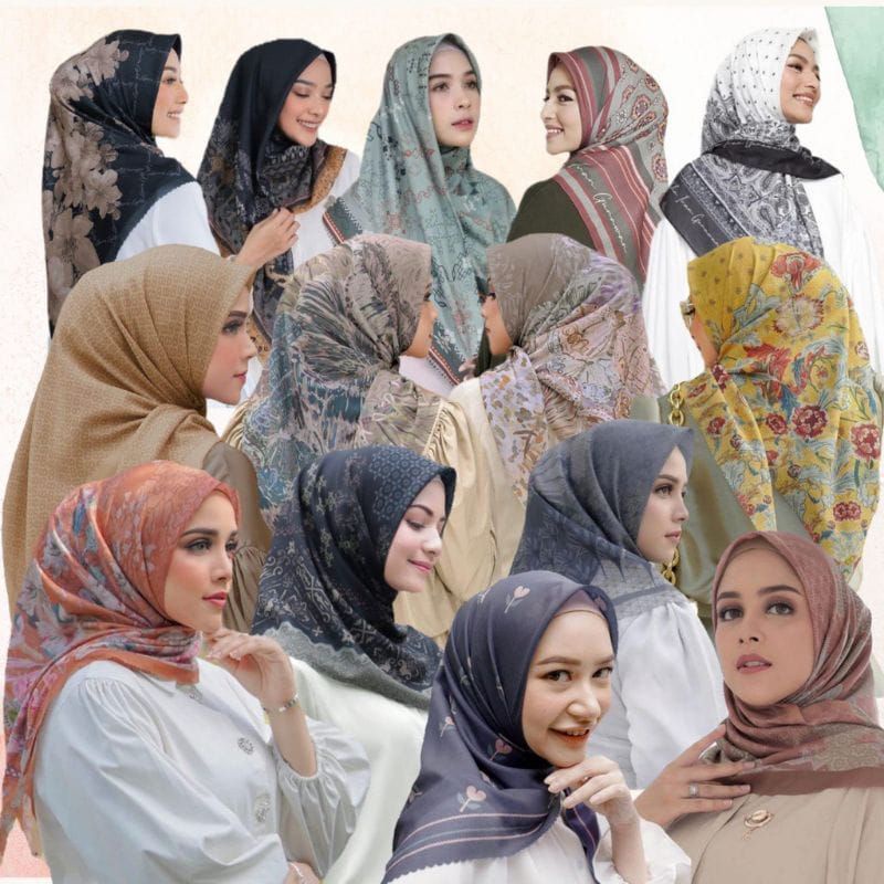 (DENAY MOTIF BARU) •KODE A•jilbab segi empat voal premium•segi empat lc•segi empat denay motif