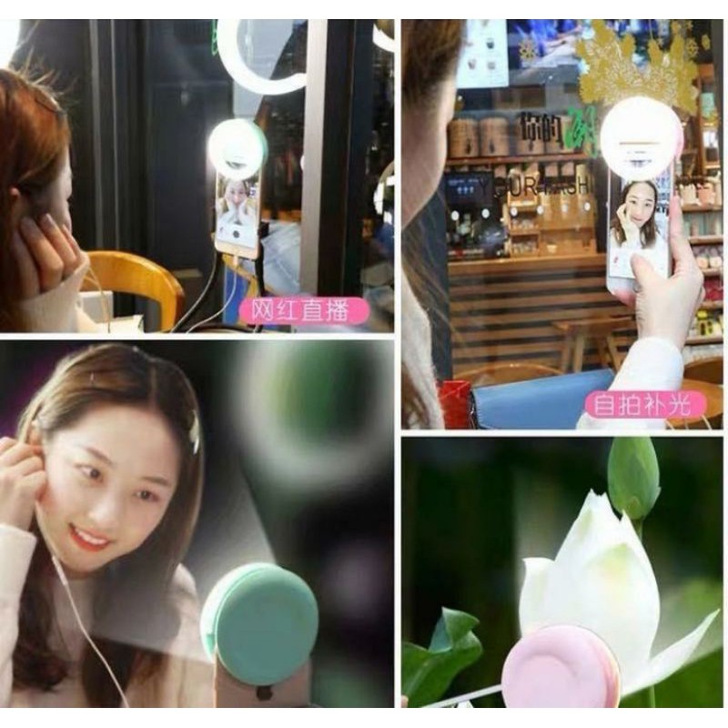 Makassar V38-1 Mini ring light selfie jepit handphone ringlight