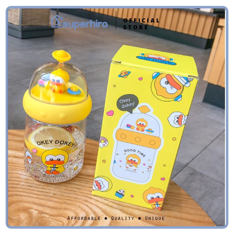 Botol Minum Anak Premium Gelas Lucu Duck Boneka 3D 450 ml