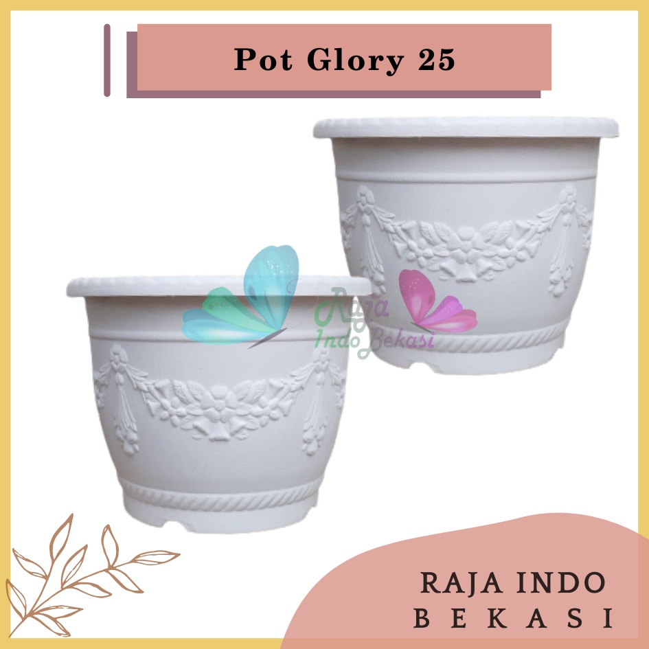 Pot Shallom Kb Glory 25 Putih Motif Pot 25 Plastik 25 Glory Vas Bunga Putih Pot Tanaman Hias