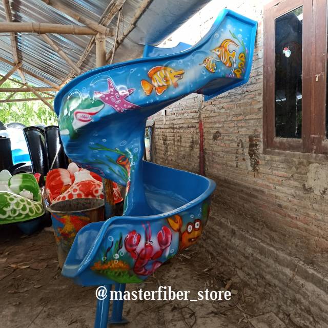 Seluncur perosotan fiber kolam renang spiral