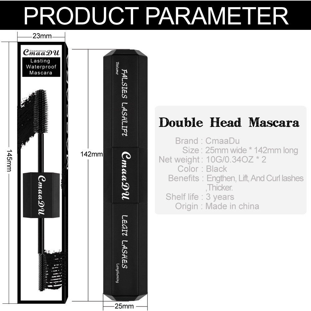 DOUBLE HEAD MASCARA CMAADU LASTING WATERPROOF MASCARA MASKARA DUA SISI TAHAN AIR KODE STJMG