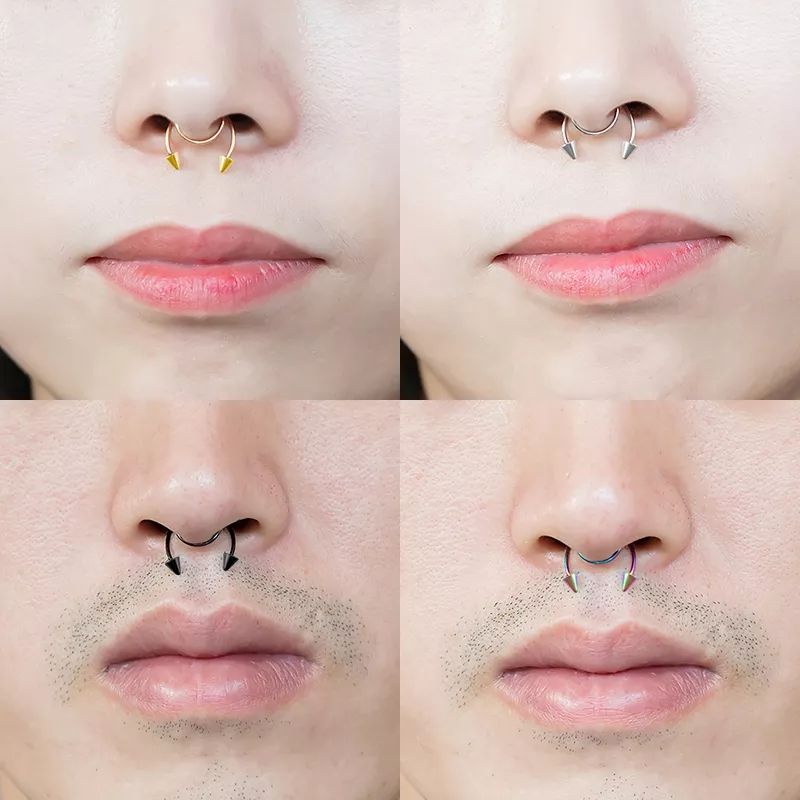 1 Buah Anting Jepit Hidung Palsu untuk Wanita Pria 20G Perhiasan Tindik Palsu Baja Bedah Perhiasan Tubuh Cincin Hidung Septum Bibir Berlubang Palsu