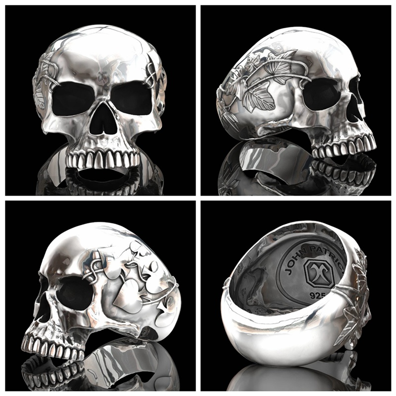 Fashion Gothic Punk Devil Skull Head Ring Men Domineering Vintage Smooth Skeleton Rings For Male Hip Hop Rock Jewelry