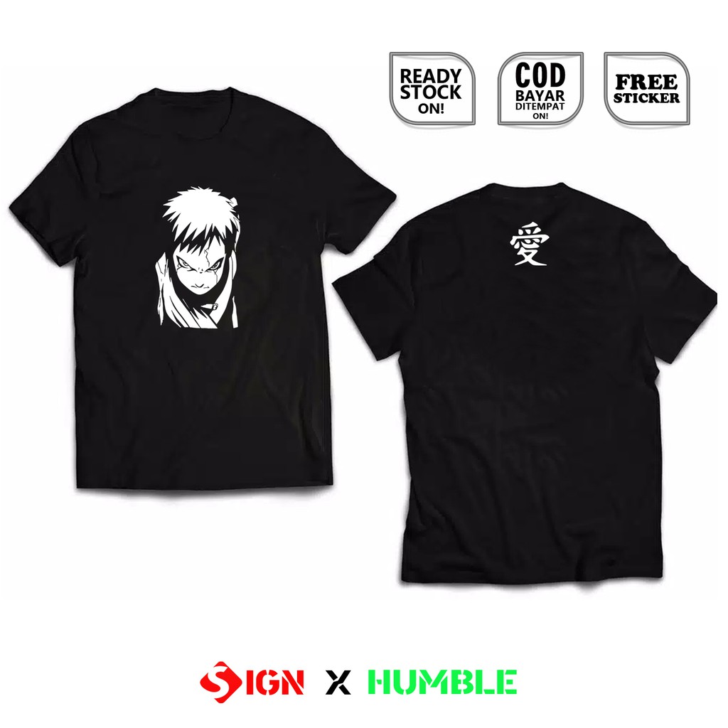 Kaos GAARA SHINOBI SUNAGAKURE ANIME MANGA NARUTO KAZEKAGE JINCHURIKI SHIPPUDEN JEPANG SIGN CLOTH