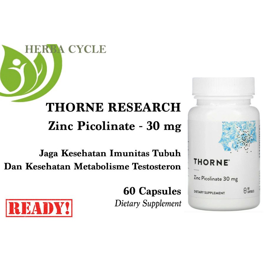 Thorne Research Zinc Picolinate 30mg 60cap Kesehatan Jantung Imun USA