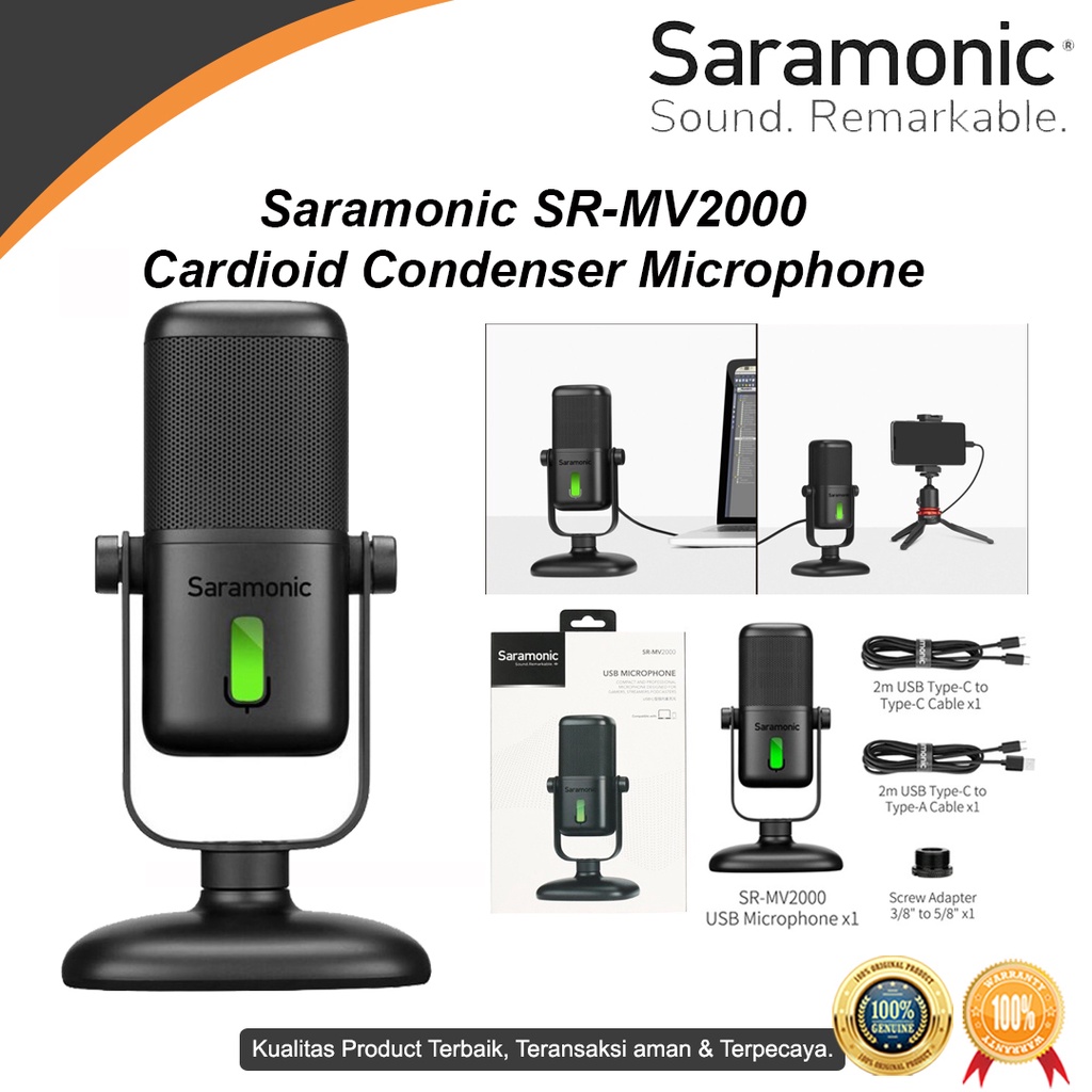 Saramonic SR-MV2000 Cardioid Condenser Microphone USB - SR MV 2000