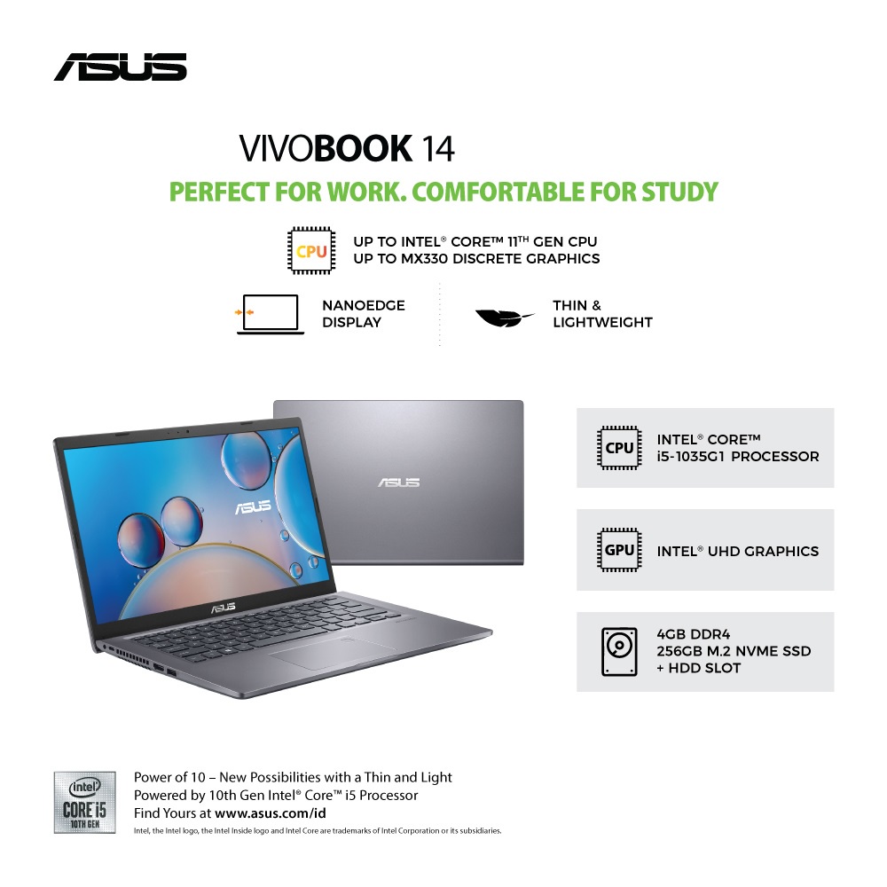 Asus A416JAO-VIPS5210 Grey [i5-1035G1|RAM 4GB|SSD 256GB|Win11|OHS21]