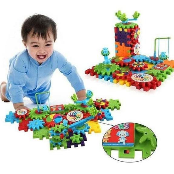 Mainan Edukasi 4 5 6 7 Bulan Laki-laki Melatih motorik Bayi 81Pcs IQ Funny Bricks Builder Educational Construction-Mainan anak edukasi