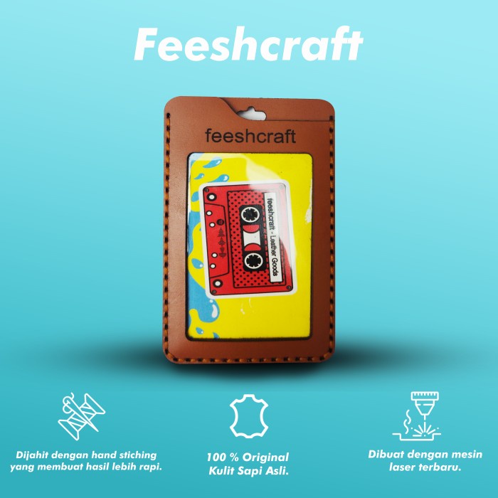 

READY Id card holder kulit / name tag kulit / gravir nama/logo - Tanned MURAH