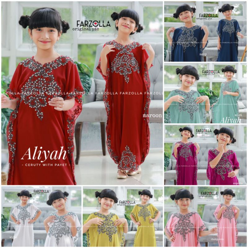 ALIYAH KIDS ORIGINAL BY FARZOLLA / Kaftan Gemini Anak - Bahan Ceruty - Payet Original - Aliyah Kids 