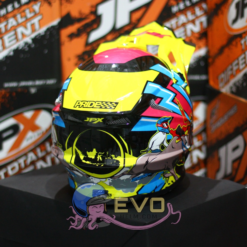 HELM JPX CROSS_FOX1 SERI X27 - SUPER BLACK + GOOGLE SNAIL (ONGKIR 2 KG) HELM JPX TERBARU