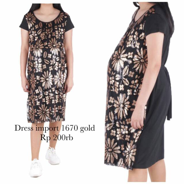 Baju hamil dress hamil import 1670 gold