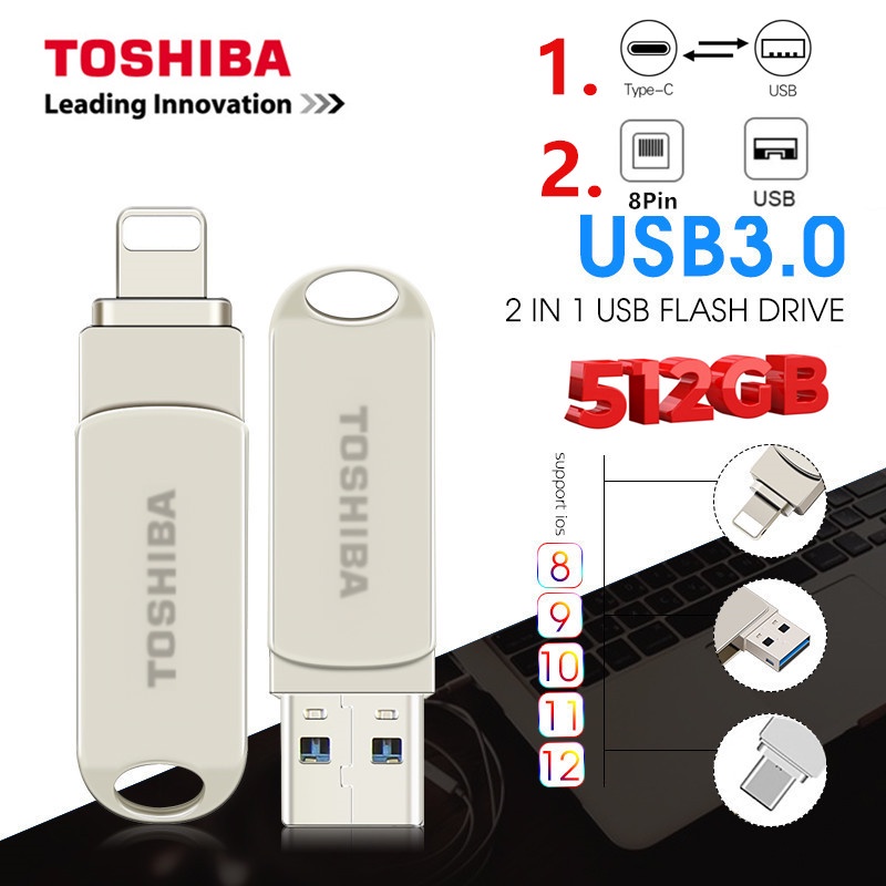 Toshiba Flashdisk OTG USB Tipe-c / USB Bahan Metal Kapasitas 512GB