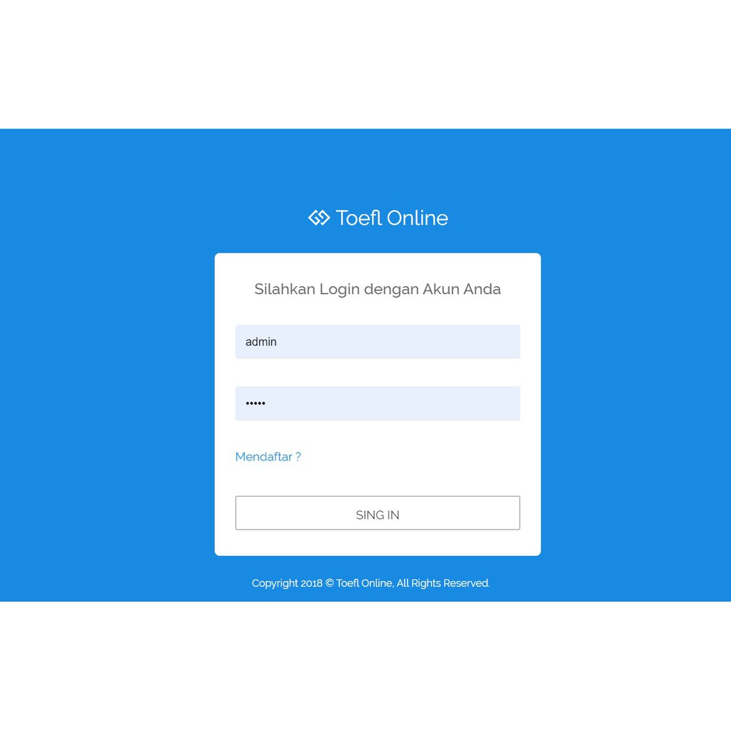 Software Aplikasi Program Ujian Toefl Online berbasis Web