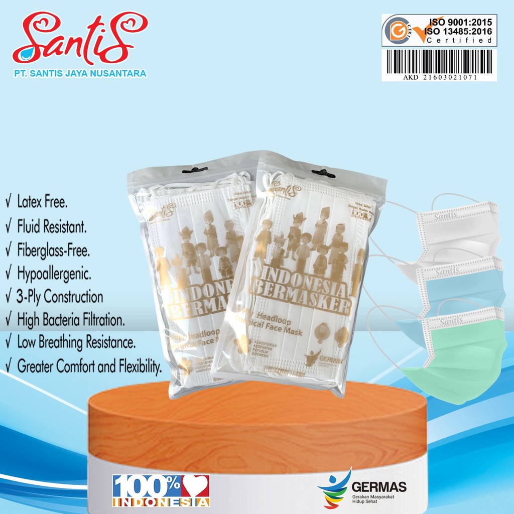 Masker Medis 3 Ply / Surgical Face Mask / Isi 10 Pcs Kemasan Ekonomis