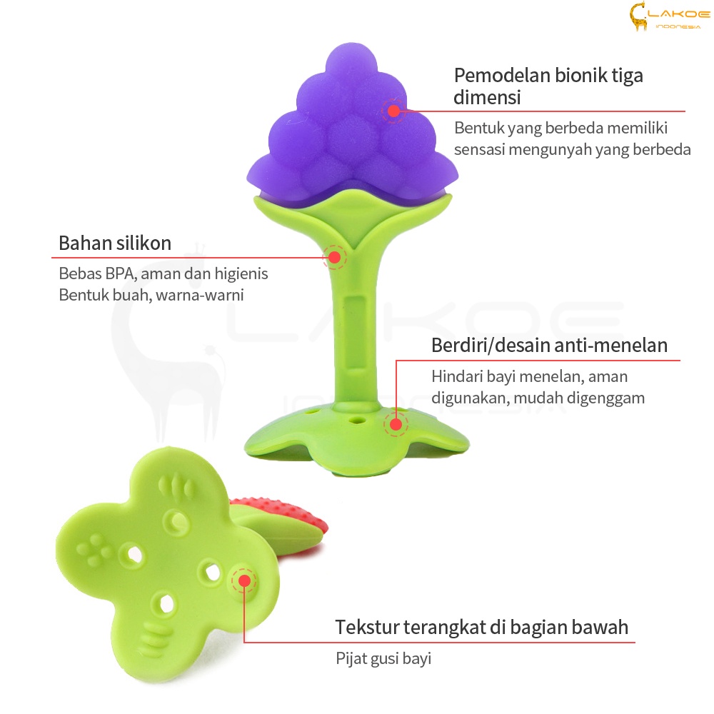 LAKOE mainan gigitan bayi/ baby fuit teether/teether Bentuk Buah BPA FREE