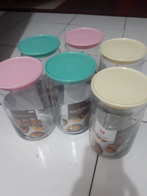 Toples Kaca Bulat Kedap Udara Kyoto B Set Ukuran 1000 Ml  (6pcs)