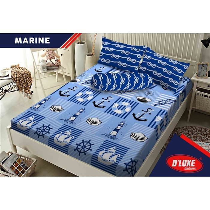 READY SPREI D'LUXE KINTAKUN UKURAN 160 X 200 - MARINE