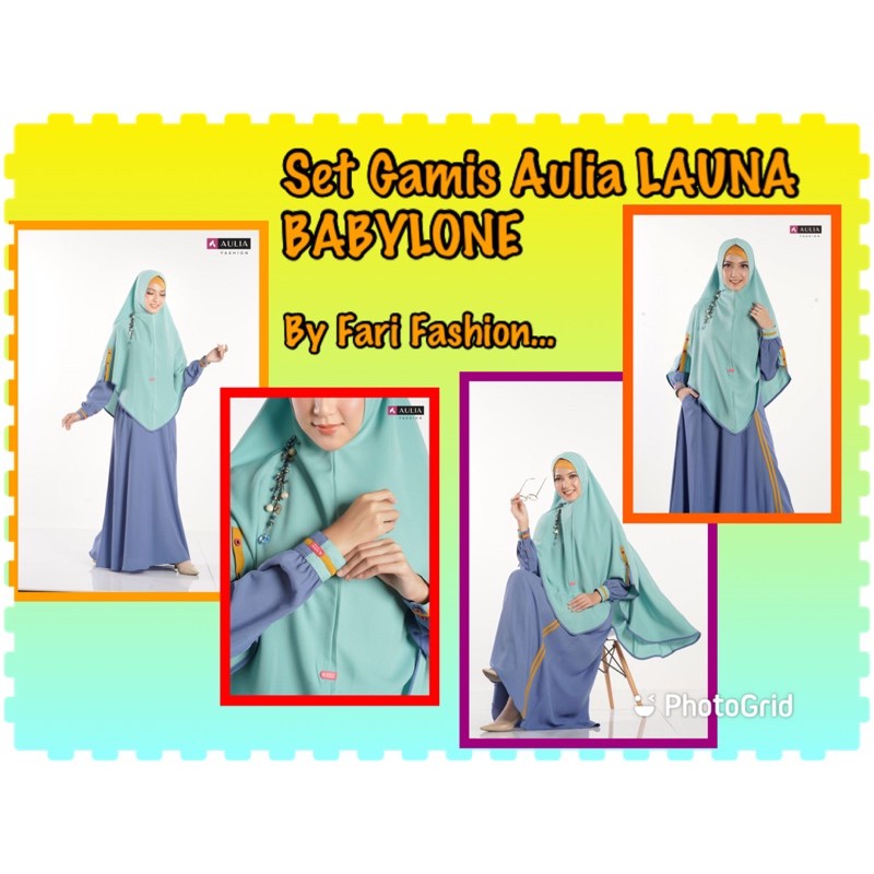 LAUNA BABYLONE BLUE MINT-set gamis aulia fashion