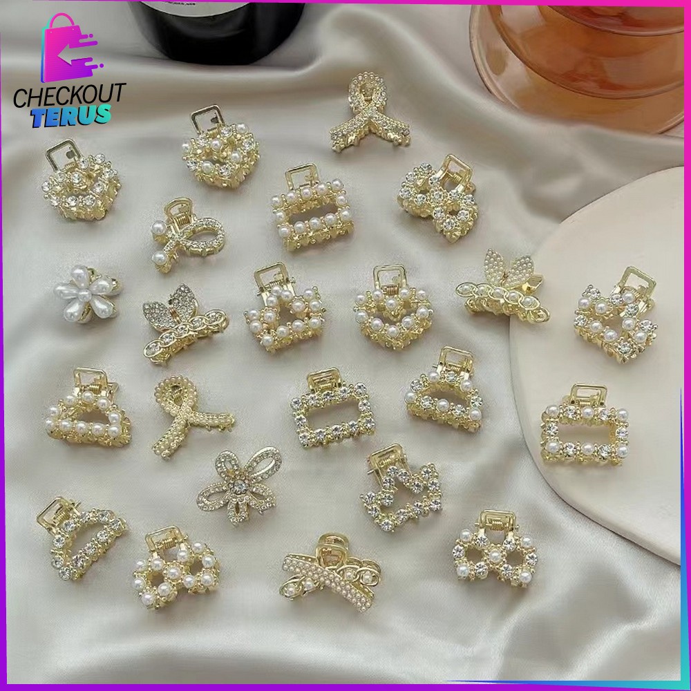 CT C565 Jepit Rambut Alloy Korea Mini Jedai 2.5cm Mutiara Elegan Jepitan Poni Elegan Hair Claw Clips