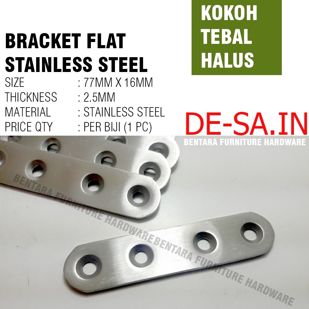 77MM Plat Stainless Steel Oval 77MM x 16MM - Rata Lurus Bracket Flat Reparasi Joint Fixing Repair